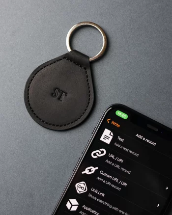 Leather Keychain With NFC For Business, Compatible with NFC Tools AP